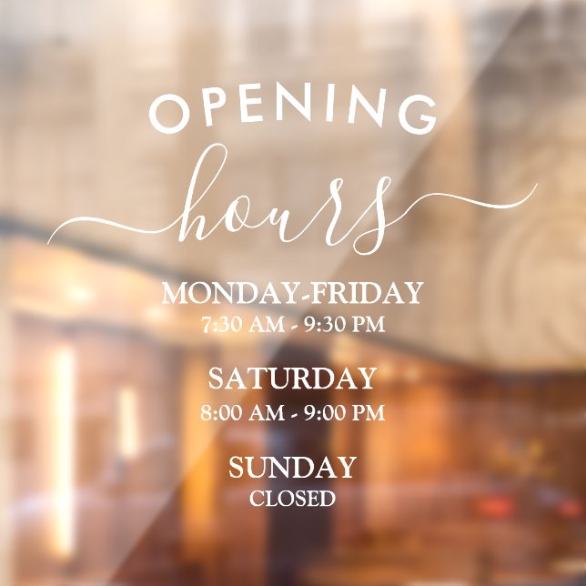 Modern Opening Hours Elegant Script Small Business (Sheet 2)