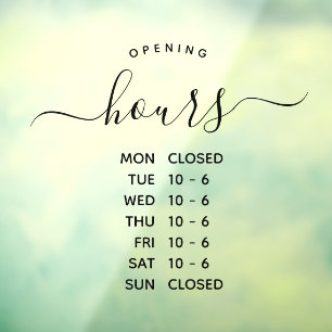 Modern Opening Hours Elegant Script Small Business