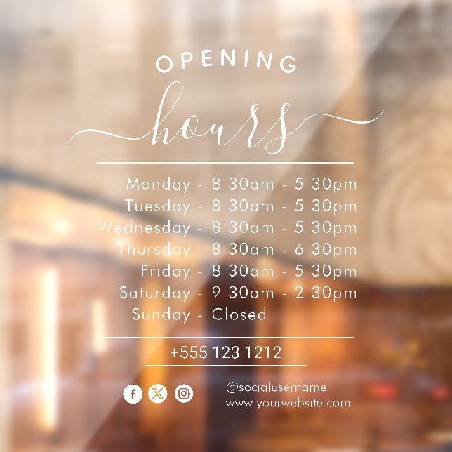 Modern Opening Hours Elegant Script Small Business (Sheet 2)