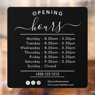 Modern Opening Hours Elegant Script Small Business