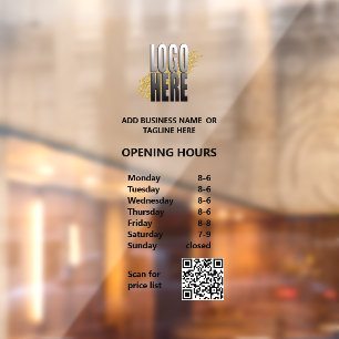 Modern Opening Hours with QR Code Business Logo