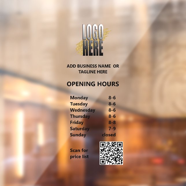 Modern Opening Hours with QR Code Business Logo  (Sheet 2)