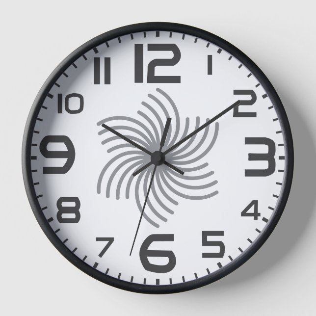 Modern Optical Illusion Wall Clock - Black & White (Front)