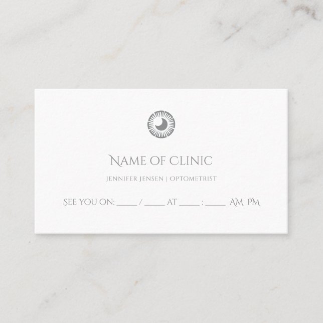 Modern Optometrist Simple Eyeball Iris Appointment Card (Front)