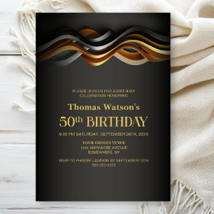 Modern Orange 50th Birthday Party Invitation