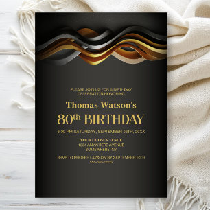 Modern Orange 80th Birthday Party Invitation