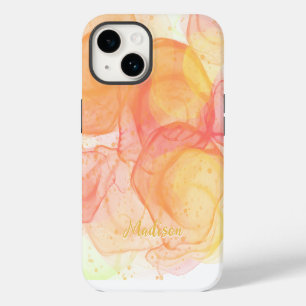 Modern Orange Abstract Personalised iPhone 14 Case
