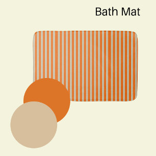 Modern orange and beige striped  bath mat