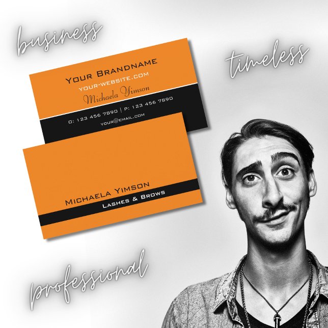 Modern Orange and Black Chic Simple Professional Business Card (Creator Uploaded)