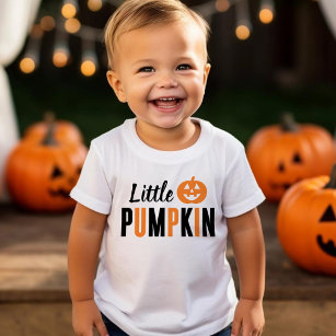 Modern Orange and Black Little Pumpkin Halloween Baby T-Shirt