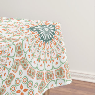 Modern Orange and Green Mandala Pattern Tablecloth