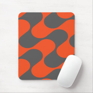 Modern Orange And Grey Abstract Geometric Pattern Mouse Pad