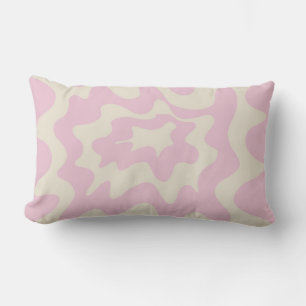 Modern Orange and Pink Groovy Stripe Minimalist Lumbar Cushion