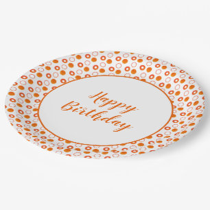 Modern Orange and White Birthday Paper Plate