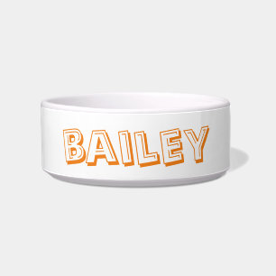 Modern orange and white custom name text monogram bowl