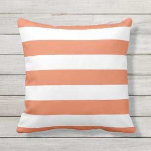 Modern Orange and White Stripes Cushion