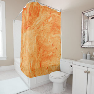Modern Orange And Yellow Marble Stone Shower Curtain