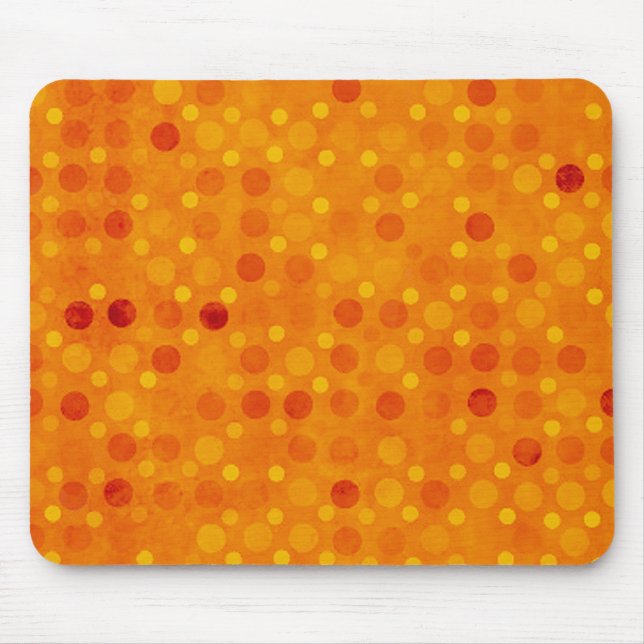 Modern Orange and Yellow Polka Dots Mouse Pad (Front)