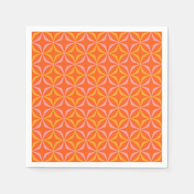Modern Orange and Yellow Retro Pattern Wedding  Napkin (Front)