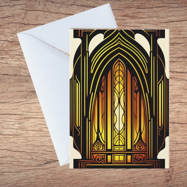 Modern Orange Art Nouveau Stained Glass Thank You Card (Creator Uploaded)