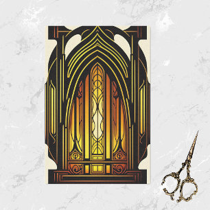 Modern Orange Art Nouveau Stained Glass Tissue Paper