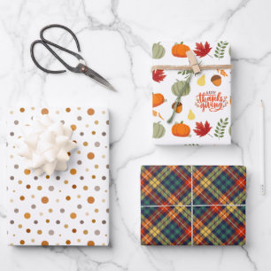 Modern Orange Autumn Thanksgiving Pumpkin Pattern  Wrapping Paper Sheet