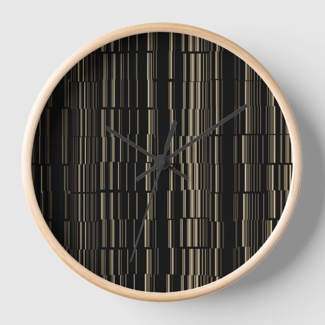  Modern Orange Beige Black Striped  Clock (Front)