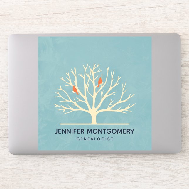 Modern Orange Birds in a Large Tree Illustration (Computer)