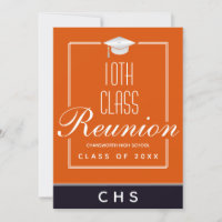 Modern Orange Black 10th Class Reunion