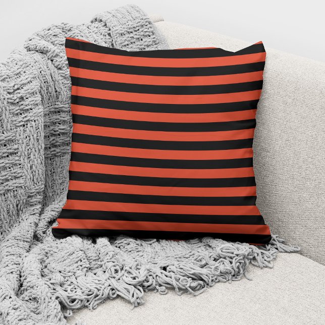 Modern Orange Black Stripes Pattern Cushion (Creator Uploaded)
