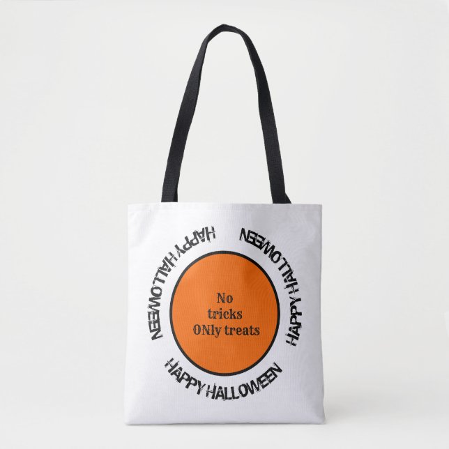 Modern Orange Black Typography Happy Halloween Tote Bag (Front)