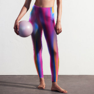 Modern Orange Blue Purple Tie Dye Printed Leggings
