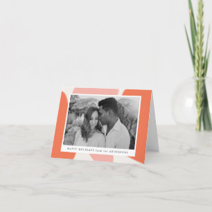 Modern Orange & Blush Abstract Shapes Photo Holiday Card