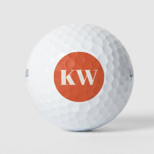 Modern Orange Bold Monogram Initials Personalised Golf Balls
