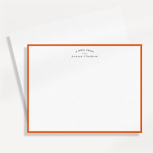 Modern Orange Border Personalised Note Card
