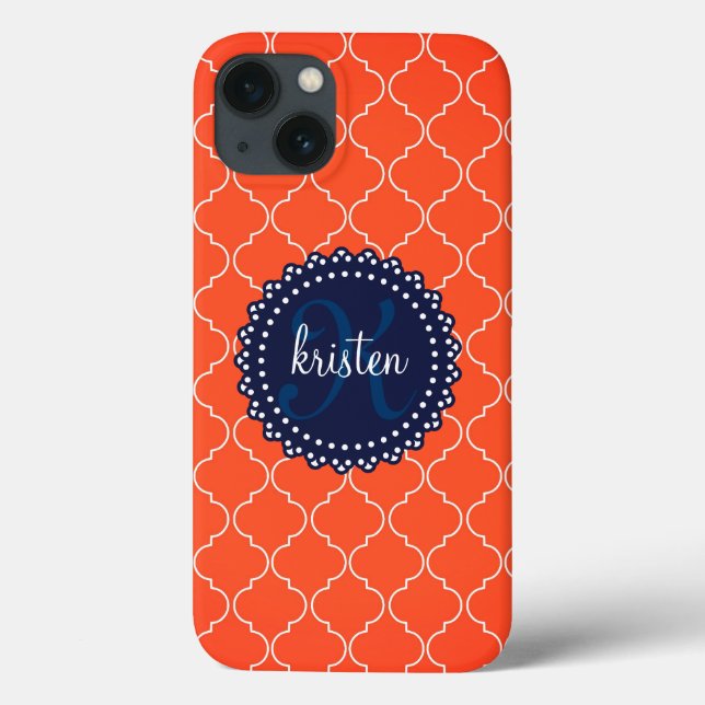 Modern Orange Bristol Tiles Personalised Trendy Case-Mate iPhone Case (Back)