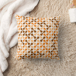 Modern Orange Brown Geometric Metaball Pattern Cushion