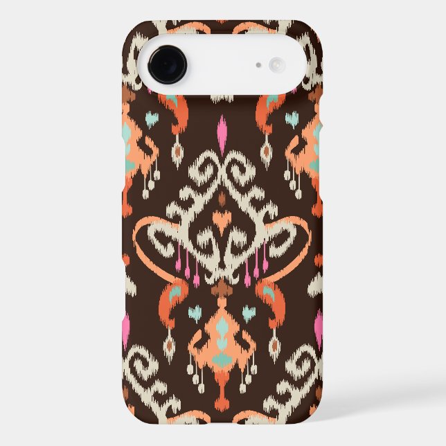 Modern orange brown girly ikat tribal pattern Case-Mate iPhone case (Back)