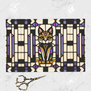 Modern Orange Cat Stained Glass Illustration Tissue Paper
