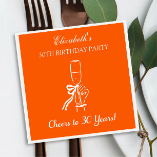 Modern Orange Cheers to 30 years Birthday Napkin