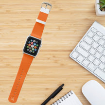 Modern Orange Chequered Pattern White Monogrammed