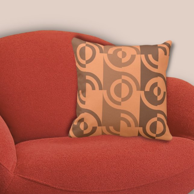 Modern Orange Circle Fragments Repeat Pattern Cushion (Modern Orange Circle Fragments Repeat Pattern Throw Pillow)