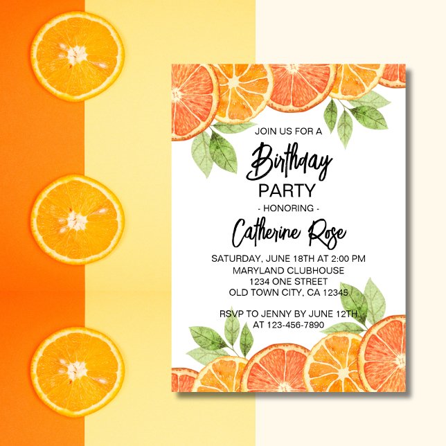 Modern Orange Citrus Slice Summer Birthday Party  Invitation (Creator Uploaded)
