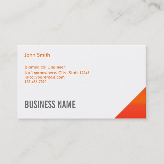 Modern Orange Corner Biomedical Business Card (Front)