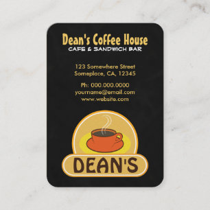Modern Orange Cup Charcoal Black Coffee Shop Cafe Business Card