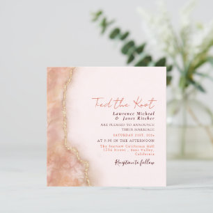 Modern Orange Custom Wedding Marble watercolor Invitation