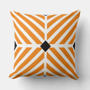 Modern Orange Diagonal Stripes Cushion