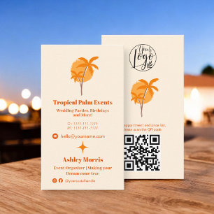 Modern orange event planner photo qr code logo business card