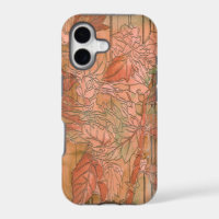 Modern Orange Floral Print on Stripped Background