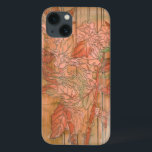 Modern Orange Floral Print on Stripped Background iPhone 13 Case<br><div class="desc">A Jennifer Goldberger original creation,  this modern orange floral print sits on a stripped background. The flowers almost blend in with the background. Let it blend in with the rest of your home by buying it today!</div>